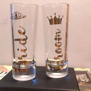 Bride and groom shot glasses